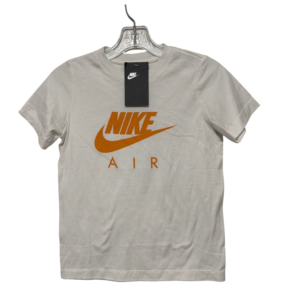 Nike‎ Air Kids White Orange Graphic T-Shirt Tee Small 678864-059 NWT